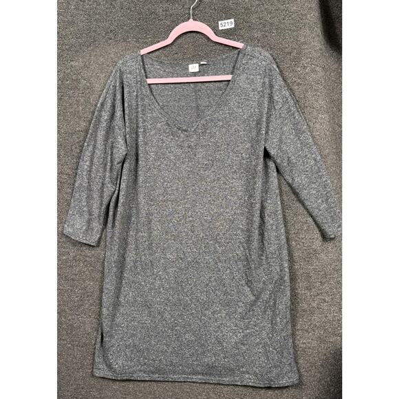 Gap Textured V-Neck Tunic Sweater Womens Size XL Gray 3/4 Sleeves Super Soft - Picture 1 of 10